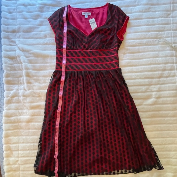 Coldwater Creek Red Mesh Polka Dot Dress New with Tags Sz 12 - Picture 3 of 10
